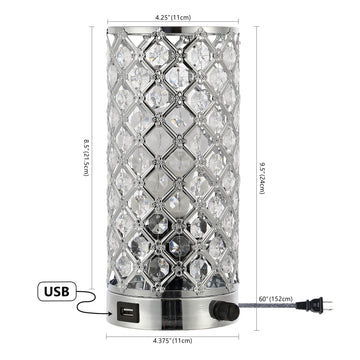 Lucie 9.5" Mid-Century Modern Iron/Acrylic LED Mini Uplight Table Lamp with USB Charging Port and Smart Bulb - JONATHAN Y